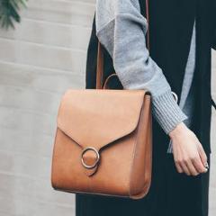 Brown convertible retro crossbody shoulder backpack purse