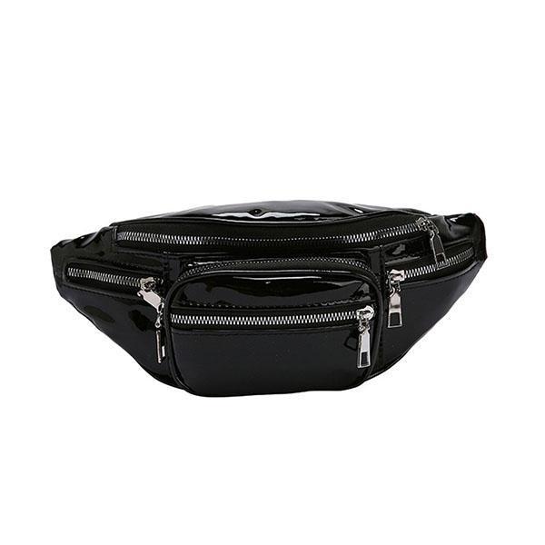 Glossy black fanny pack
