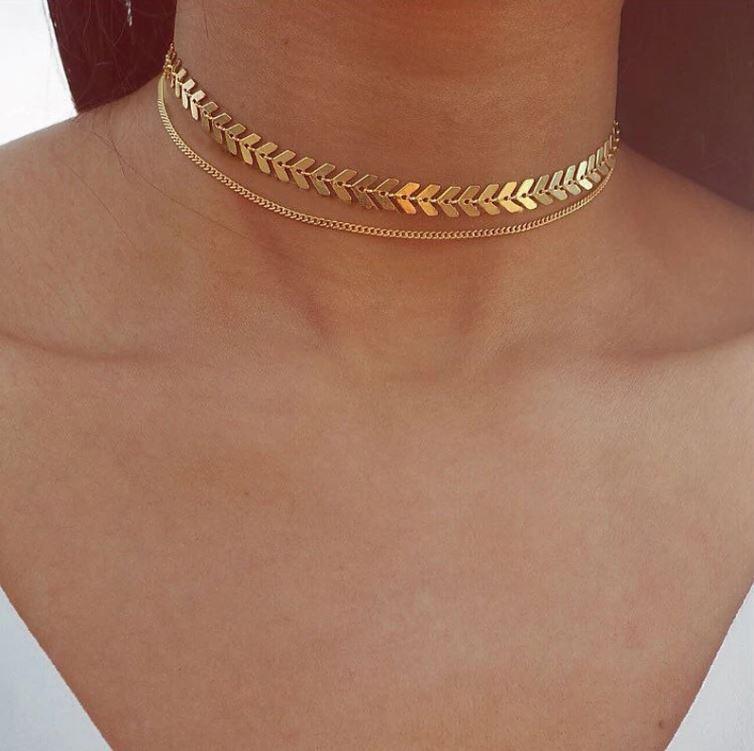 Gold choker necklace