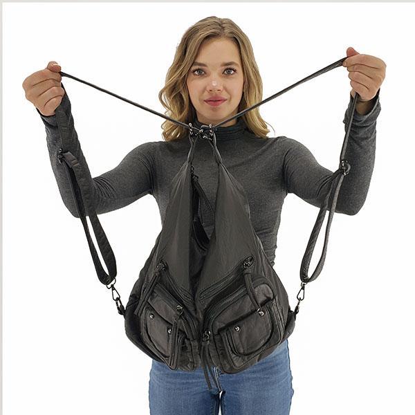 gray backpack purse for women