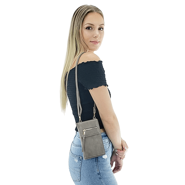 gray crossbody phone bag for women