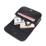 black leather multi pocket fanny pack