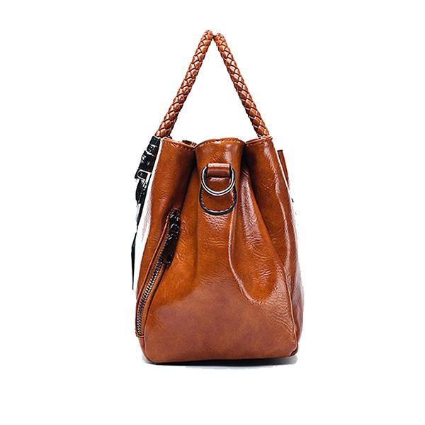 Brown oil waxed handbag