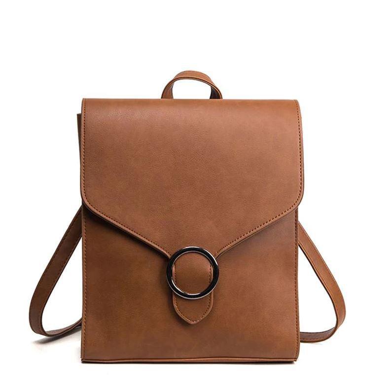 Brown leather retro style backpack