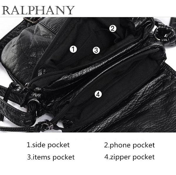 Triple pocket black handbag