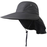 Drak gray sun hats for women with neck flap