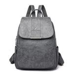 Gray cute leather backpack for women