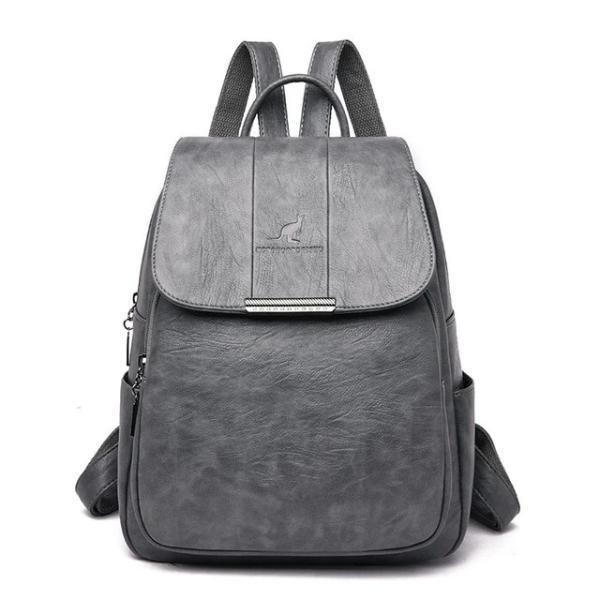 Gray cute leather backpack for women