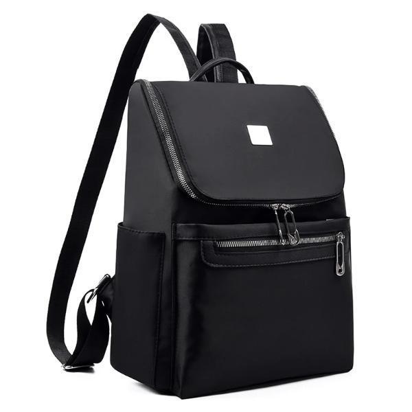 Nylon black backpack with top opening