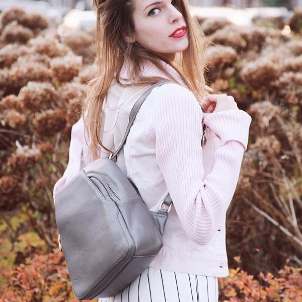 Gray small convertible backpack purse for women
