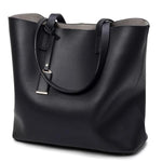 Black tote bag faux leather with zipper