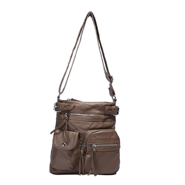 Coffe vegan leather crossbody bag