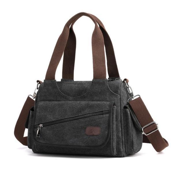black canvas purse multiple pocket
