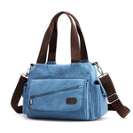 Blue canvas purse multiple pocket
