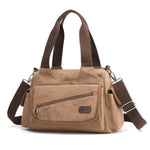 Brown canvas purse women multiple pocket