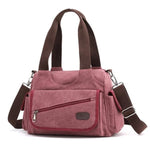 Red canvas purse multiple pocket