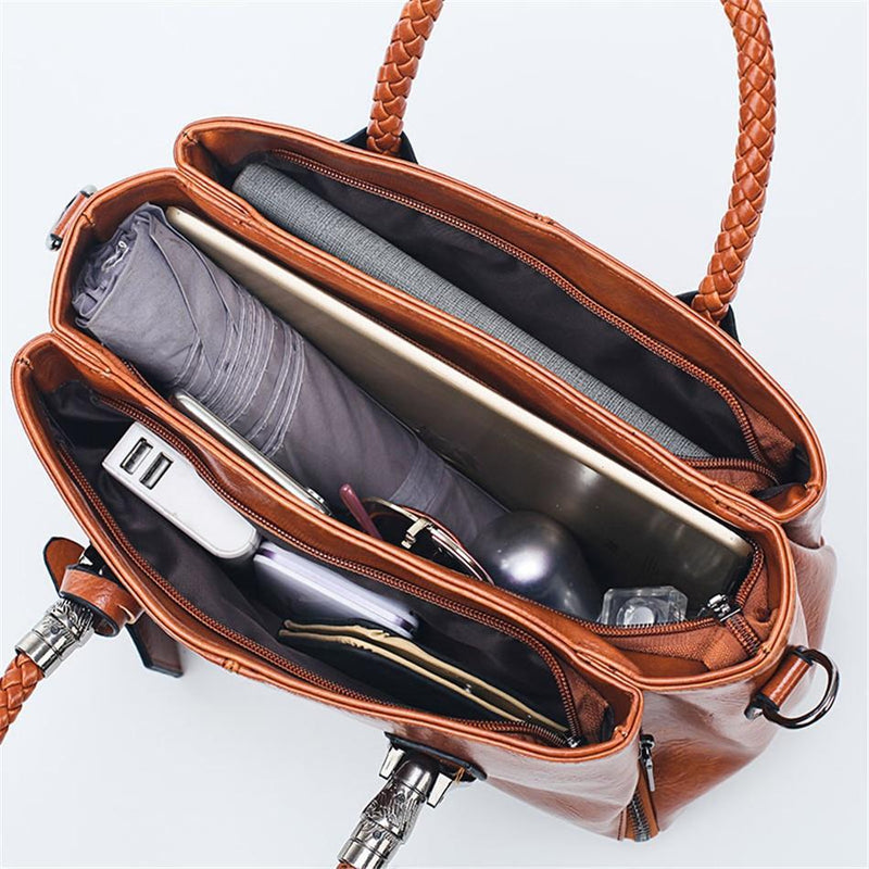 Autumn, Gorgeous Multifunctional Handbag, open compartments with accessories 