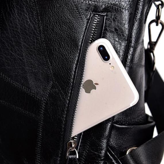 Backpack purse with rear hidden pocket
