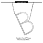 Silver Large B side pendant initial Necklace