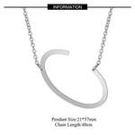 Silver Large C side pendant initial Necklace