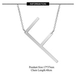 Silver Large F side pendant initial Necklace
