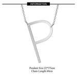 Silver Large P pendant initial Necklace