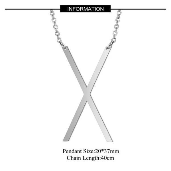 Silver Large X pendant initial Necklace