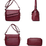 Red leather handbag