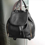 Black genuine leather with top handle
