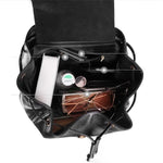 Black leather backpack with Drawstring