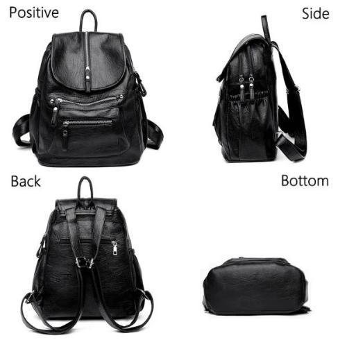 Double leather compartment backpack