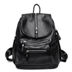Black Leather backpack with two separate compartment for women