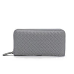 Steel blue leather wallets for women