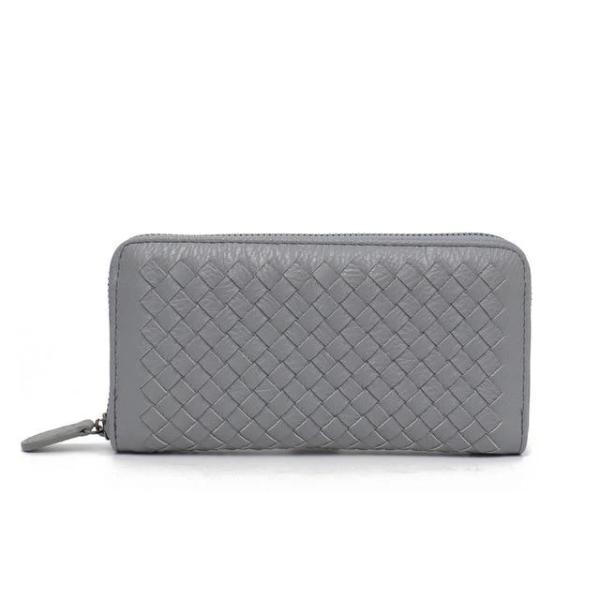 Steel blue leather wallets for women