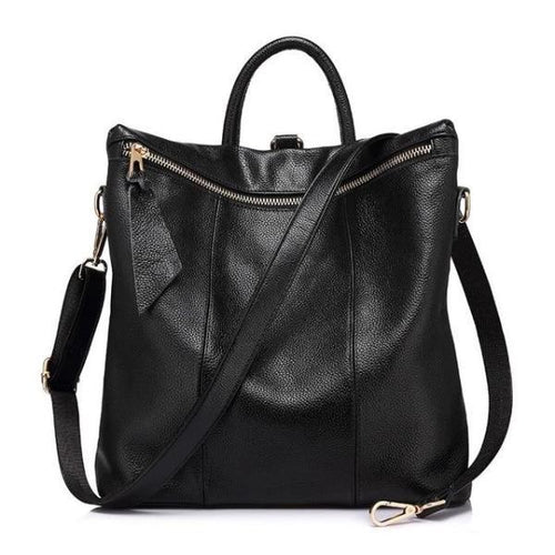 Black convertible backpack tote leather 