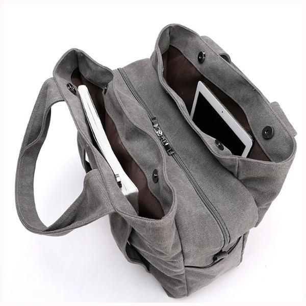 Triple compartment pocket canvas bag