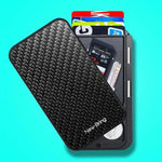 Carbon RFID flip card holder wallet