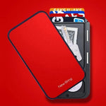 Red RFID flip card holder wallet
