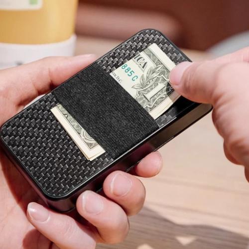 Carbon rfid Flip card holder 