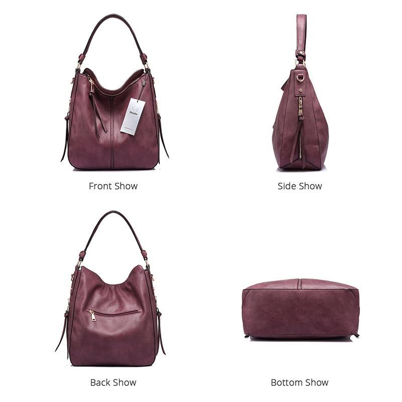 Burgundy purple hobo leather bag