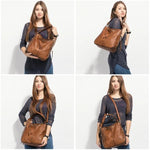 Brown leather hobo bag