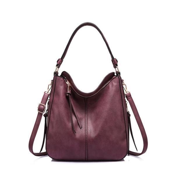 Burgundy leather crossbody hobo bag