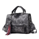 Gray Crossbody leather bag with tassels
