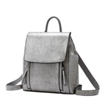 Gray Crossbody leather backpack purse