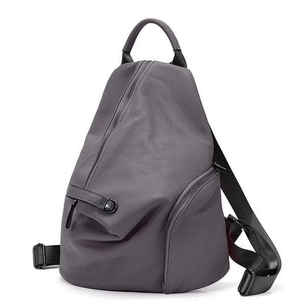 Gray genuine leather backpack 