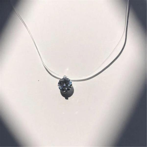 Solitaire Pendant with transparent necklace