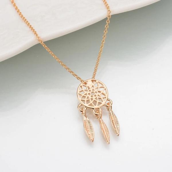 Gold dream catcher necklace