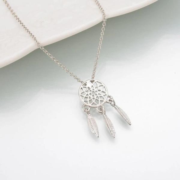 Silver dream catcher necklace