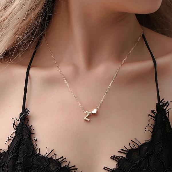 Heart and initial necklace