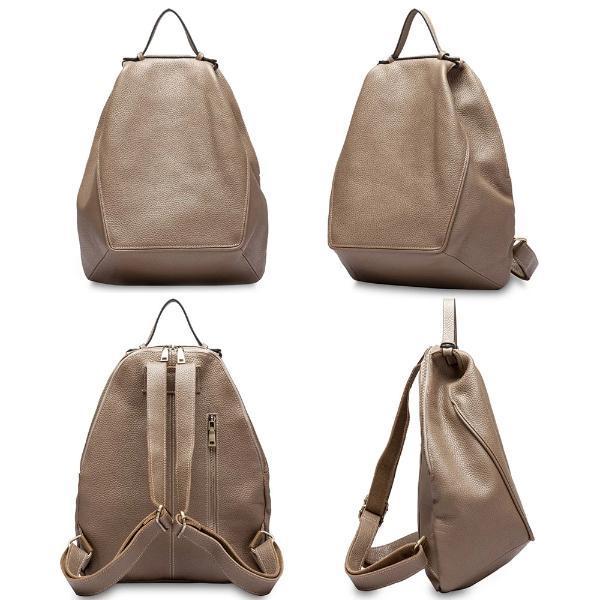 Khaki women leather backpack